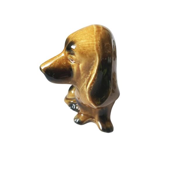 Vintage 60s Porcelain Ceramic Brazil Bloodhound Dog Serious Face Figurine Hound - Picture 5 of 6